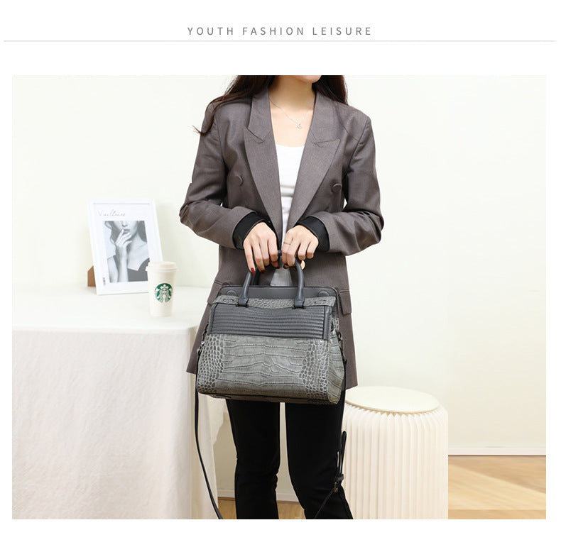 One shoulder messenger all-match leather Boston bag