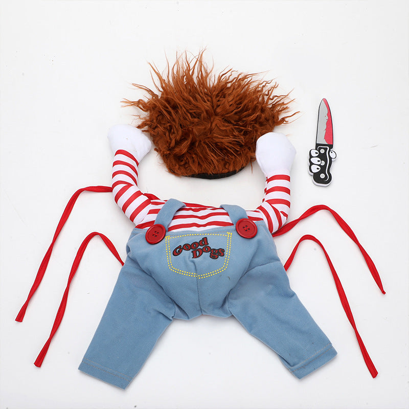 Costume d'Halloween pour animal de compagnie, vêtements amusants et ajustables pour chien, costume de cosplay effrayant, fête