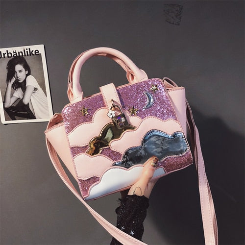 Bolsos bordados de cuero para mujer Bolsos de hombro para niña