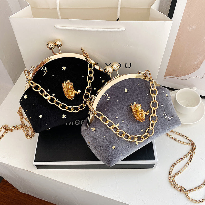 Gold Velvet Sweet Lady Shell Bag