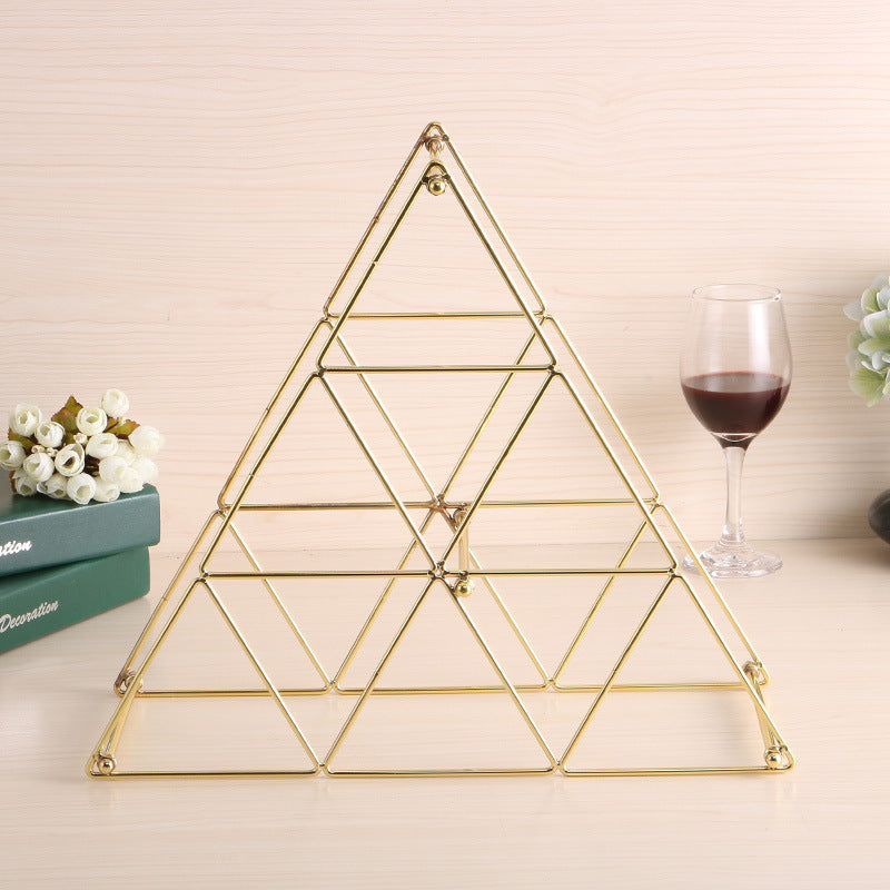 Creative Household Decorative Ornaments Tieyi Red Wine Rack European Pyramid Wine Rack Display Rack Can Be Disassembled and Assembled