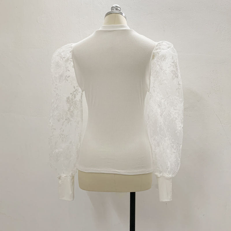 Flower embroidery long sleeve shirt