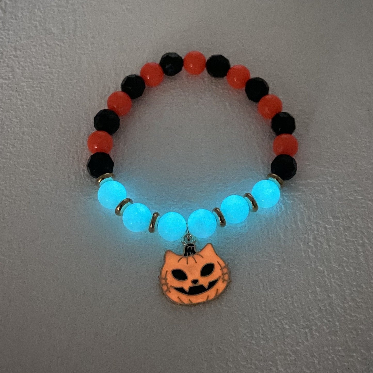 Bracelet d'Halloween avec tête de citrouille et fantôme lumineux