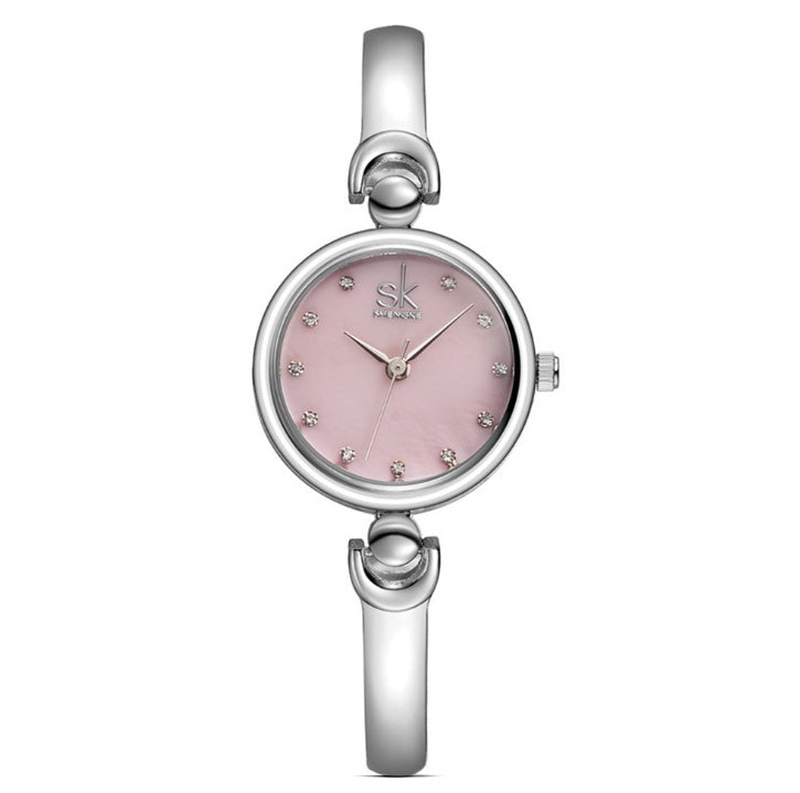 Montre à quartz en acier avec strass SK, marque de luxe, tendance, pour femmes, argent, or, cadeau