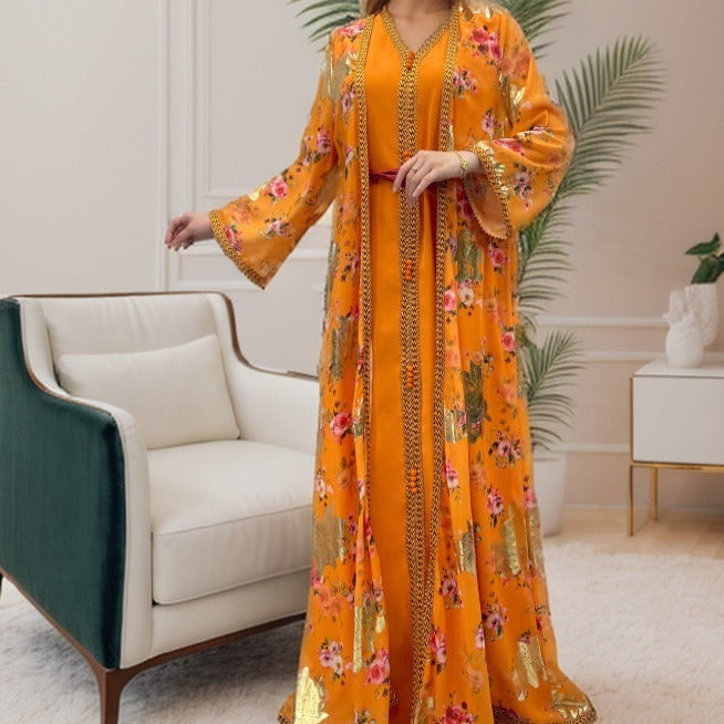 Vestido de mujer con cinturón de Dubái de Oriente Medio