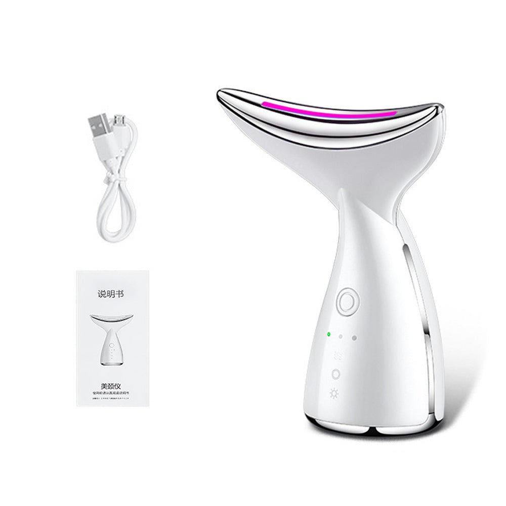 Dispositivo de belleza facial de cuello microcorriente EMS con 3 colores terapia de fotones LED estiramiento de la piel Reduce los dispositivos de estiramiento facial de papada