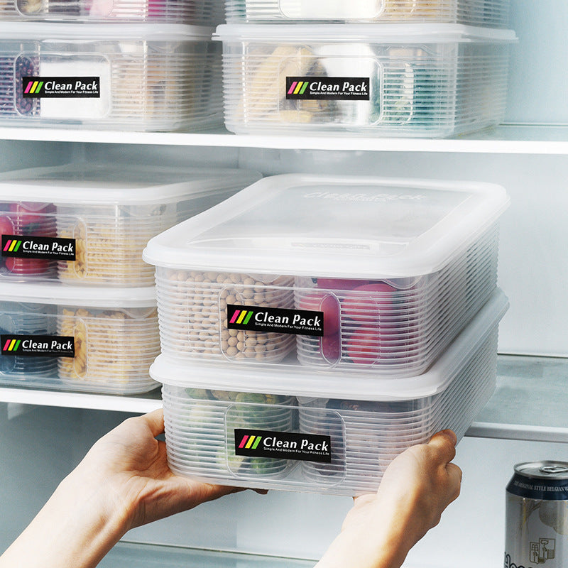 Caja de almacenamiento de frutas y verduras para refrigerador, caja de almacenamiento con drenaje para cocina con tapa