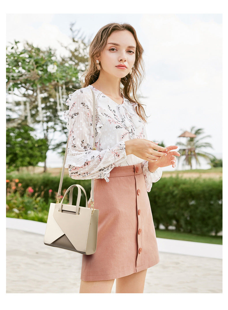 Sac bandoulière en cuir grande capacité pour femme