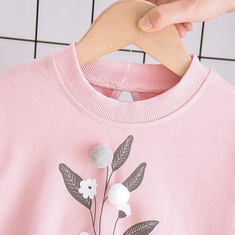 Traje de dos piezas de manga larga para niña de otoño para niños de 1, 2, 3 y 4 años
