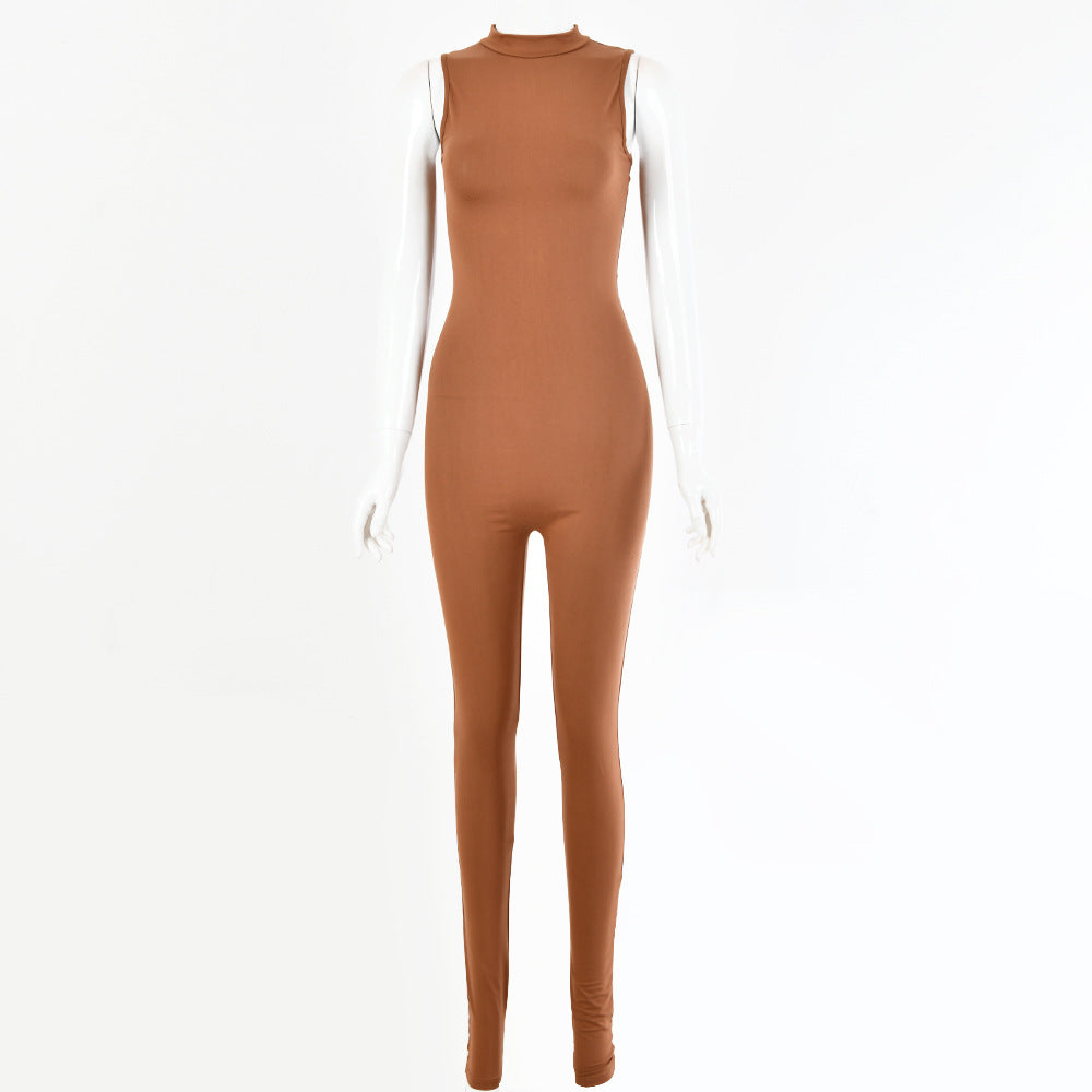 Combinaison moulante sexy sans manches pour femme