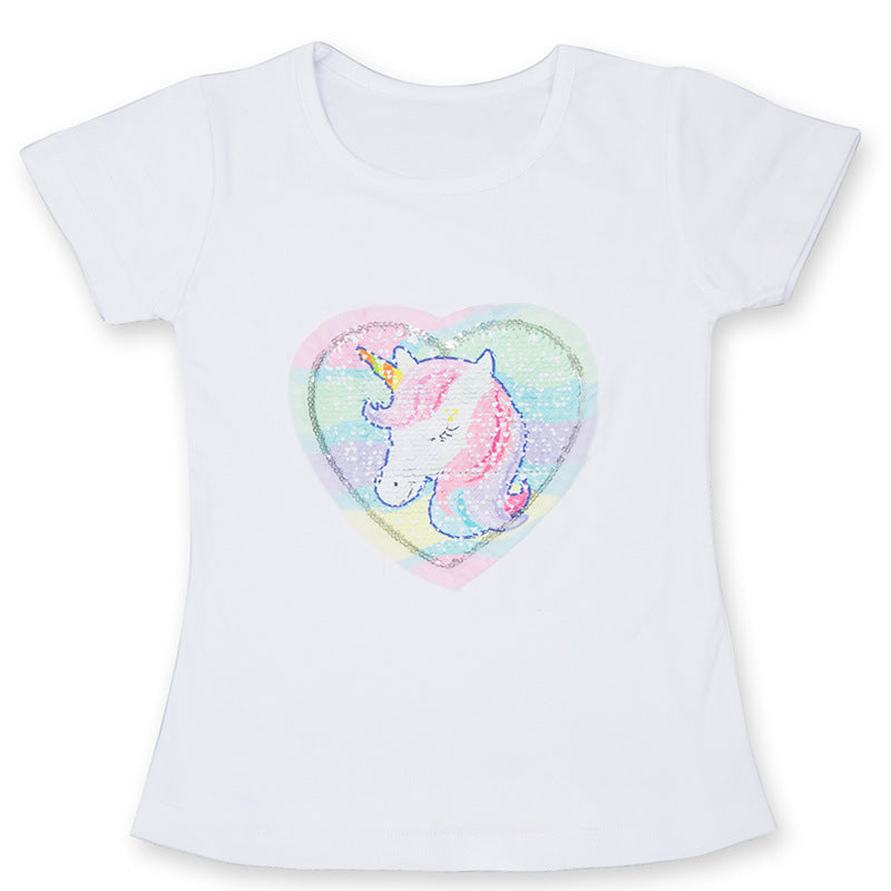 Moda linda caricatura para niños manga corta