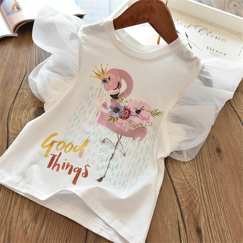Moda linda caricatura para niños manga corta