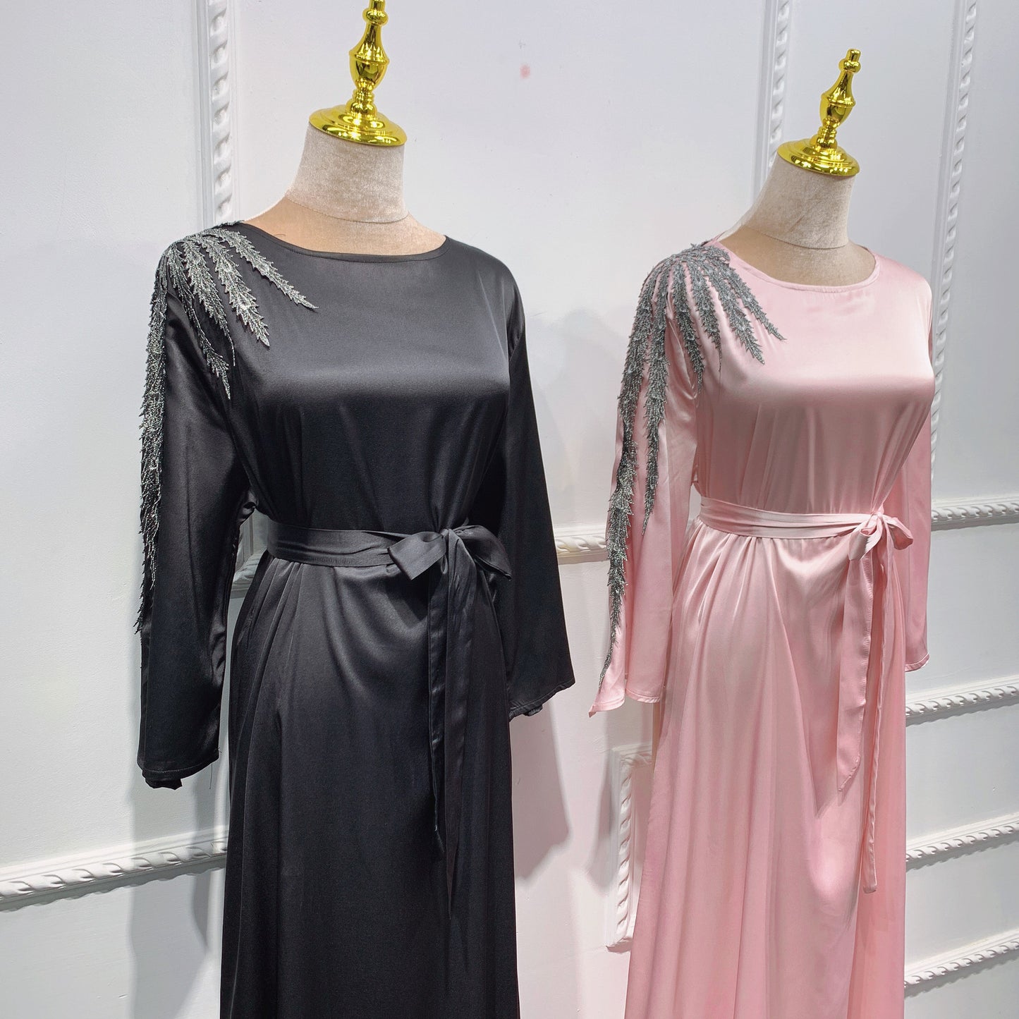Vestido tipo cárdigan con mangas bordadas exquisitas de Loriya para mujer