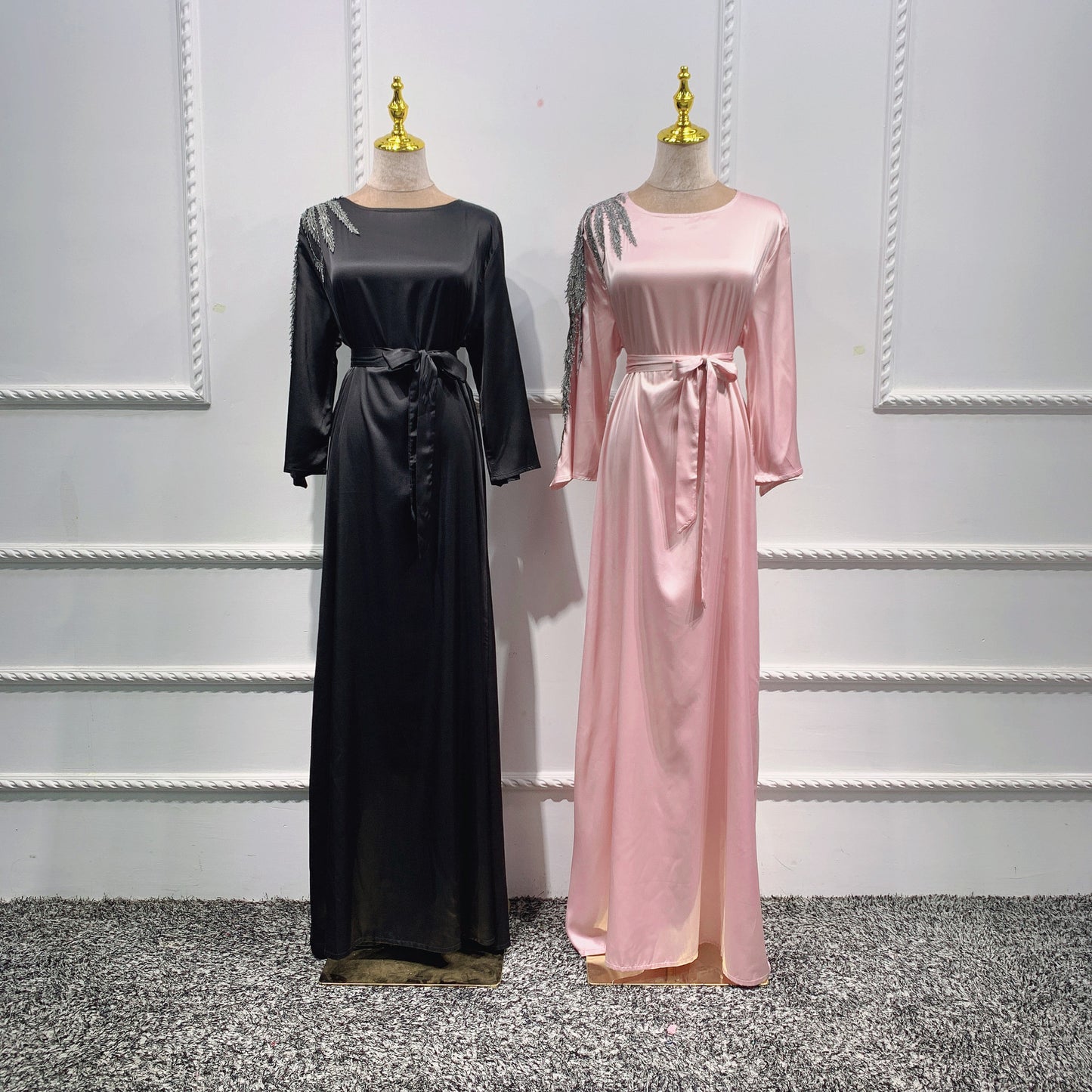 Vestido tipo cárdigan con mangas bordadas exquisitas de Loriya para mujer