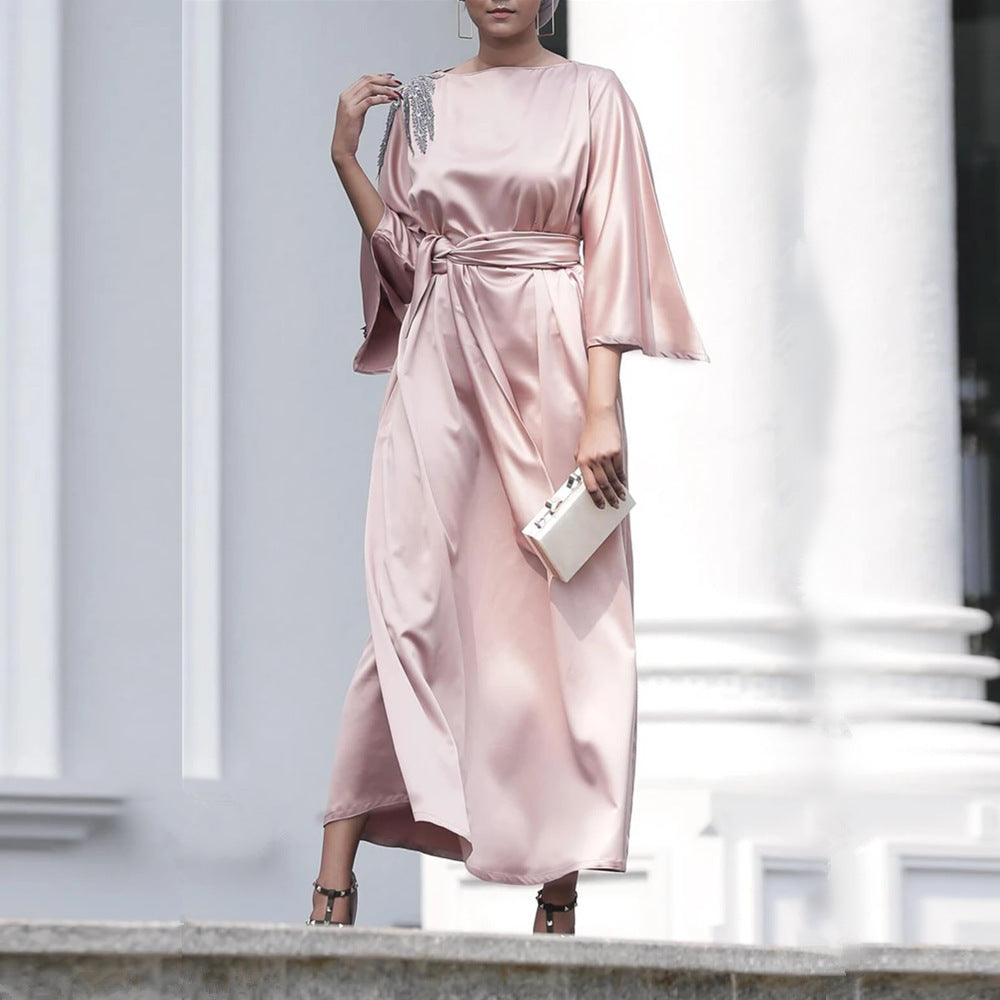 Vestido tipo cárdigan con mangas bordadas exquisitas de Loriya para mujer