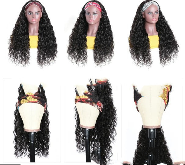 Peluca de banda, nuevo producto, peluca con pañuelo, peluca africana femenina con pañuelo en la cabeza, rollo pequeño