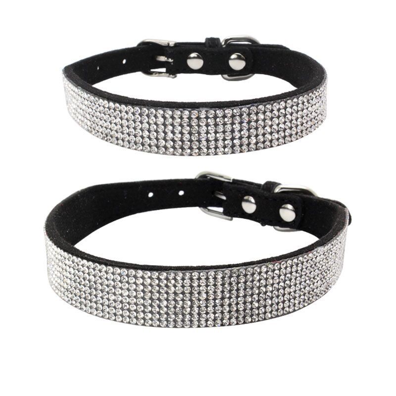 Collier pour chien en microfibre durable avec strass brillants et strass chauds