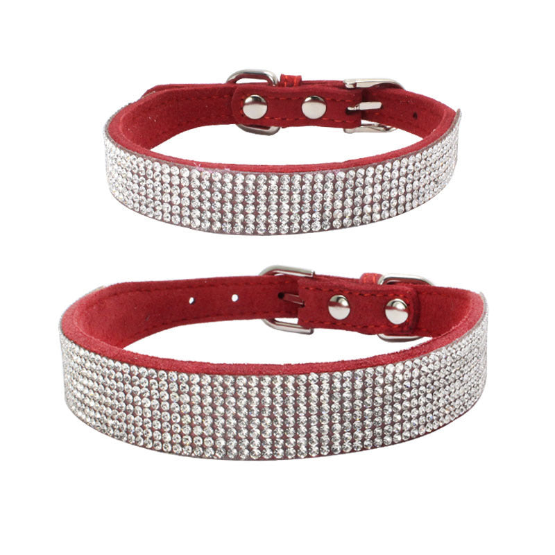 Collier pour chien en microfibre durable avec strass brillants et strass chauds