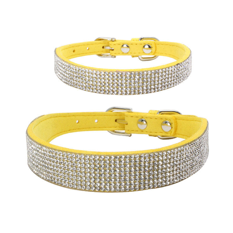 Collier pour chien en microfibre durable avec strass brillants et strass chauds
