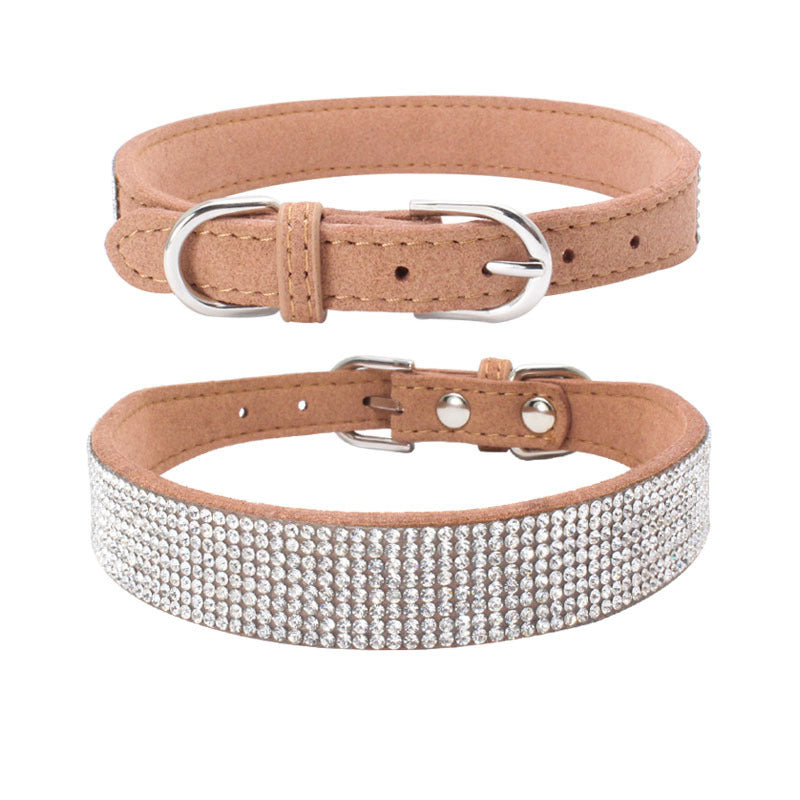 Collier pour chien en microfibre durable avec strass brillants et strass chauds