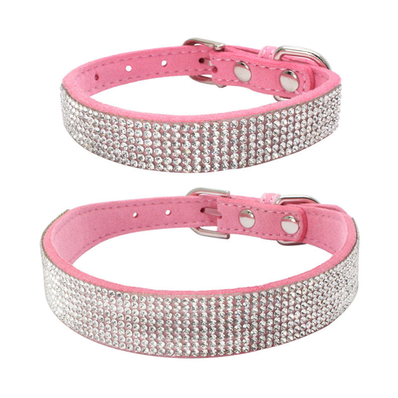 Collier pour chien en microfibre durable avec strass brillants et strass chauds