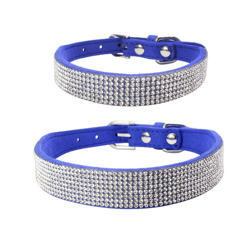 Collier pour chien en microfibre durable avec strass brillants et strass chauds