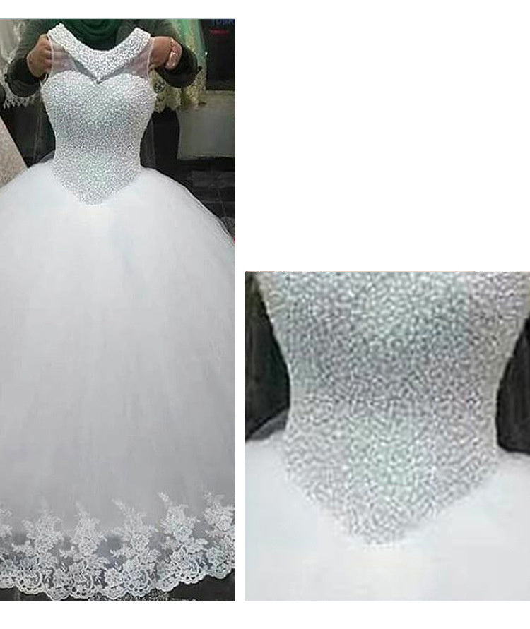Vestido de novia de estilo europeo de princesa coreana dulce, simple y elegante de cintura media Qidi