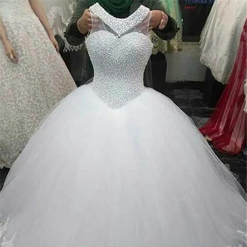 Vestido de novia de estilo europeo de princesa coreana dulce, simple y elegante de cintura media Qidi