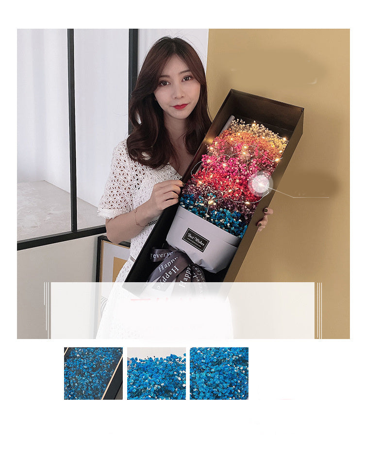 Cadeau de Saint-Valentin, cadeau de fête des mères, bouquet de fleurs de gypsophile, grand coffret cadeau, cadeau d'anniversaire, fleur éternelle