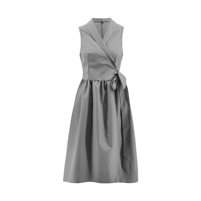 Robe mi-longue décontractée sans manches avec ceinture pour femme, nouveauté