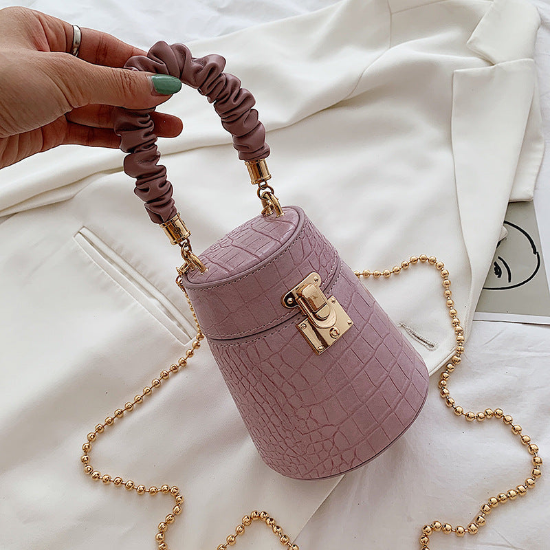 Bucket Bag Pattern Fold Handbag Chain Popular Shoulder Bag Messenger Female Bag