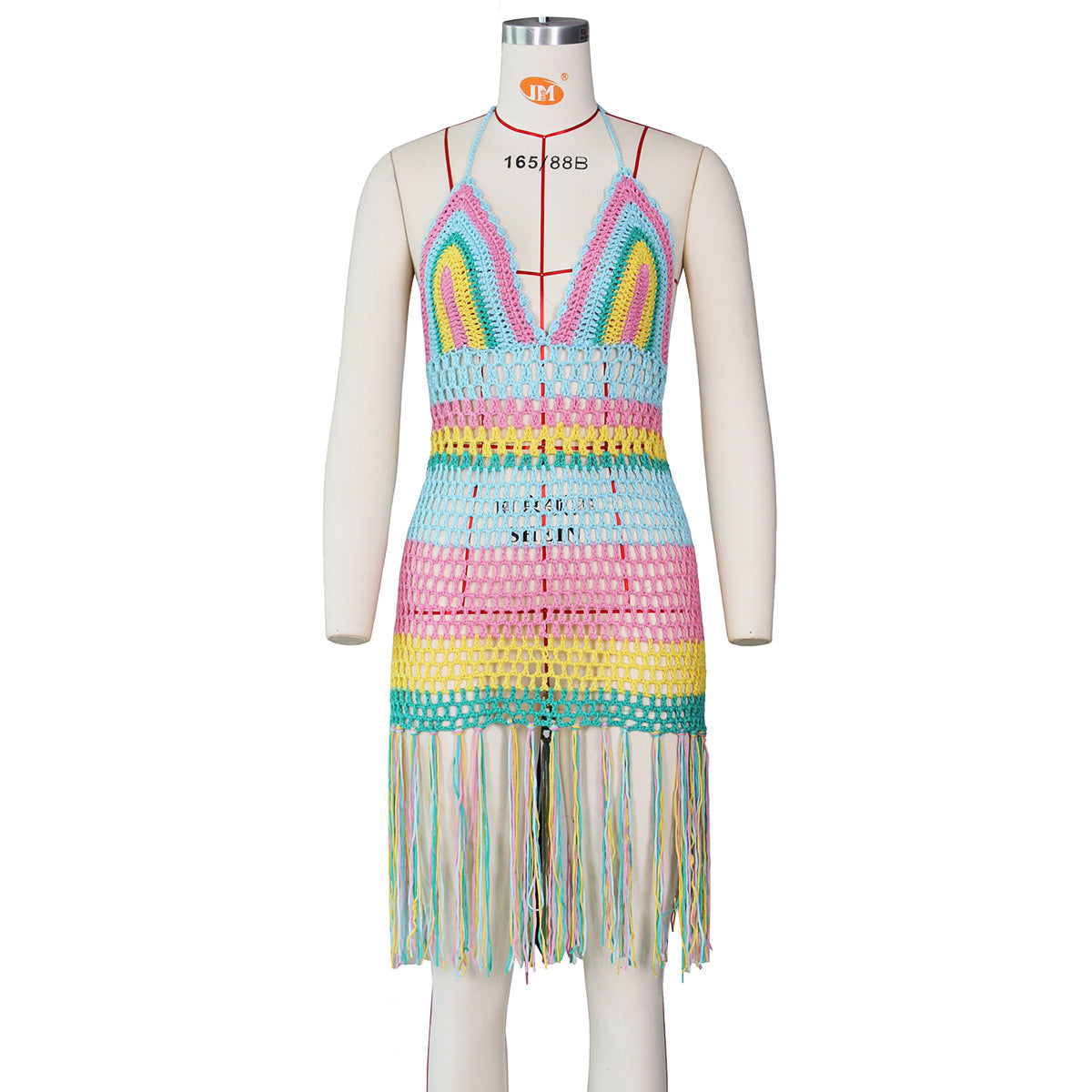 Hand Crocheted Hollow Tassel Blouse Skirt