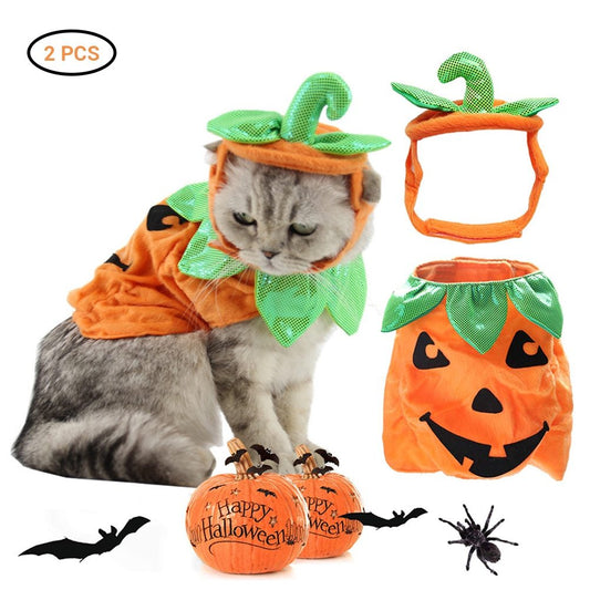 Accessoires de déguisement pour chats et animaux de compagnie, décoration créative en forme de citrouille, feuille verte, vêtements de cosplay, fournitures de vêtements de vacances