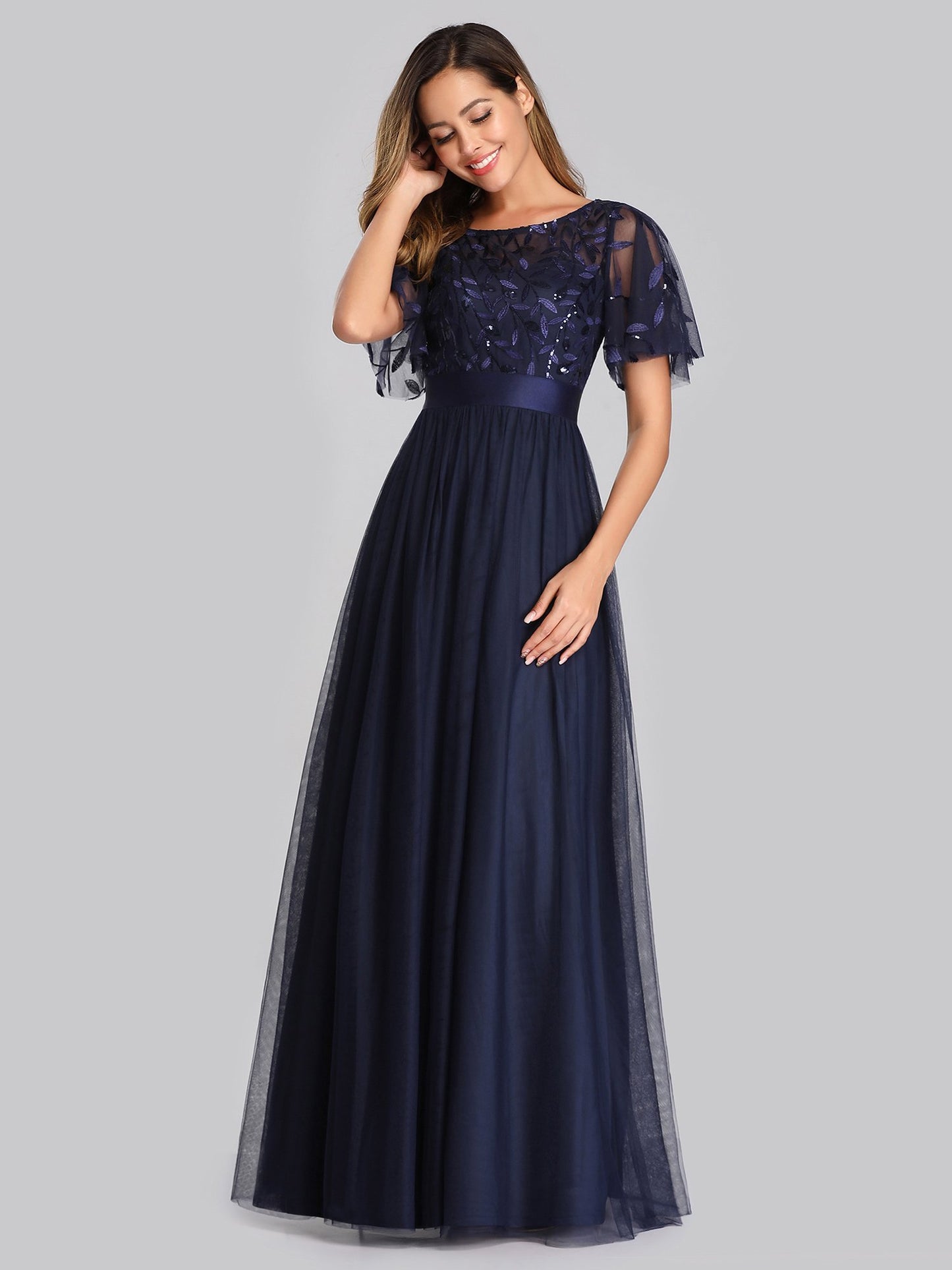 Bridesmaid Dress Sequin Mesh Evening Dress