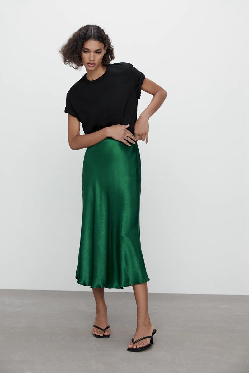Irregular Satin Skirt