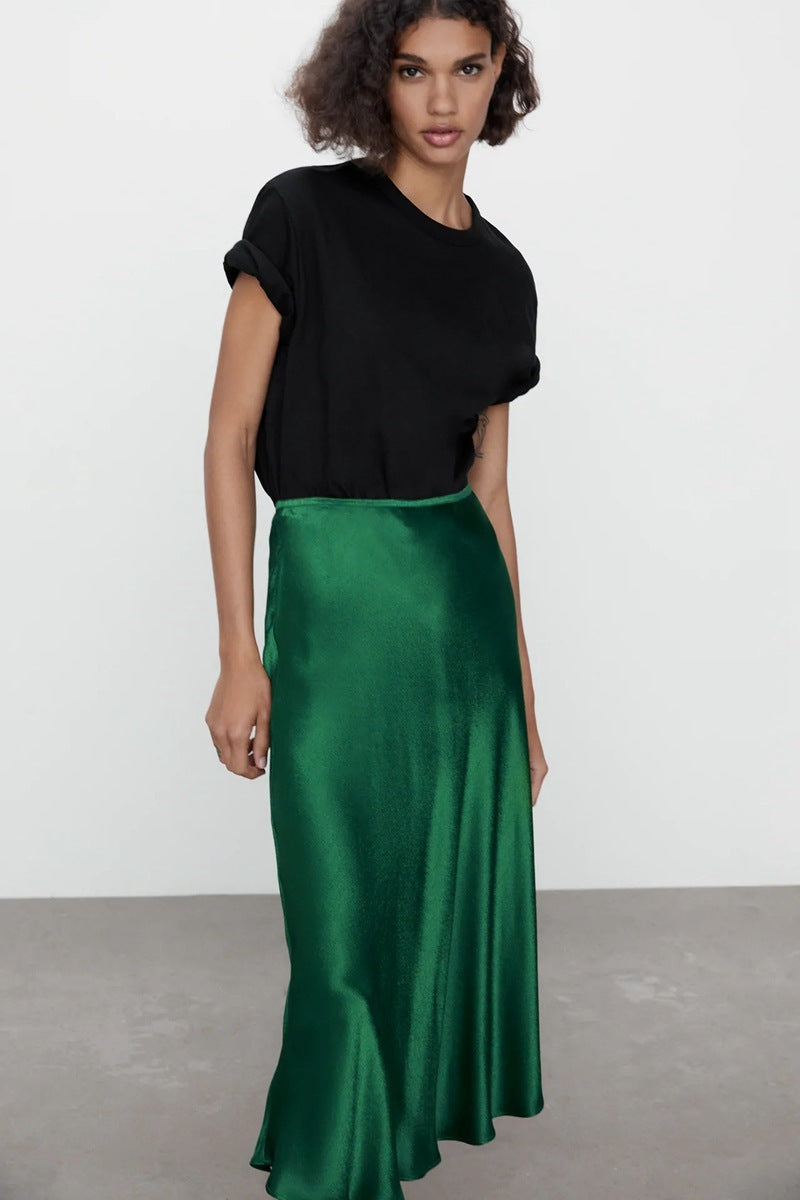 Irregular Satin Skirt