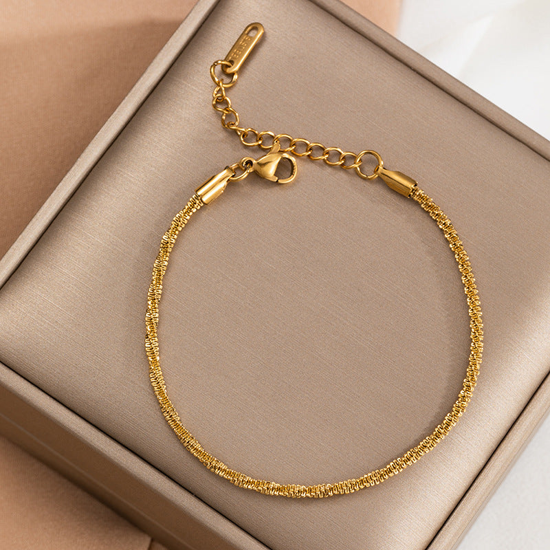 Bracelet double chaîne coquillage trèfle à quatre feuilles pour femme