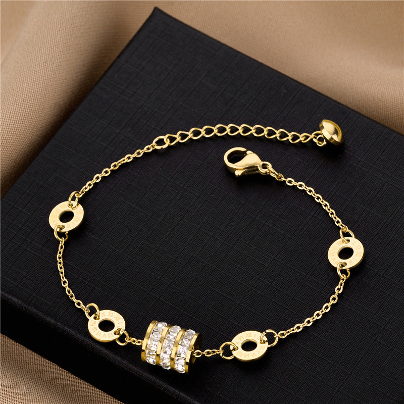 Bracelet double chaîne coquillage trèfle à quatre feuilles pour femme