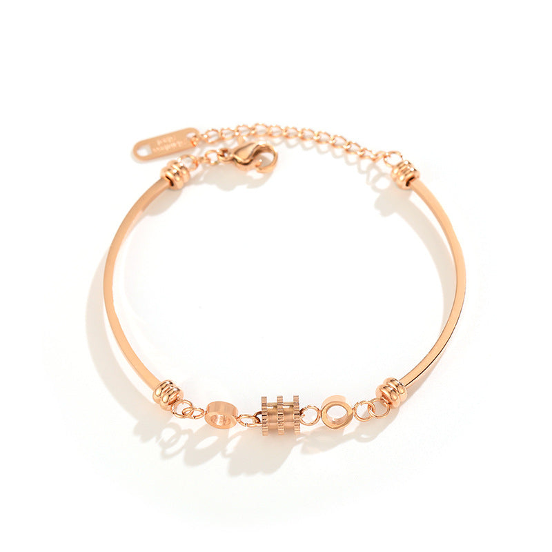 Bracelet double chaîne coquillage trèfle à quatre feuilles pour femme