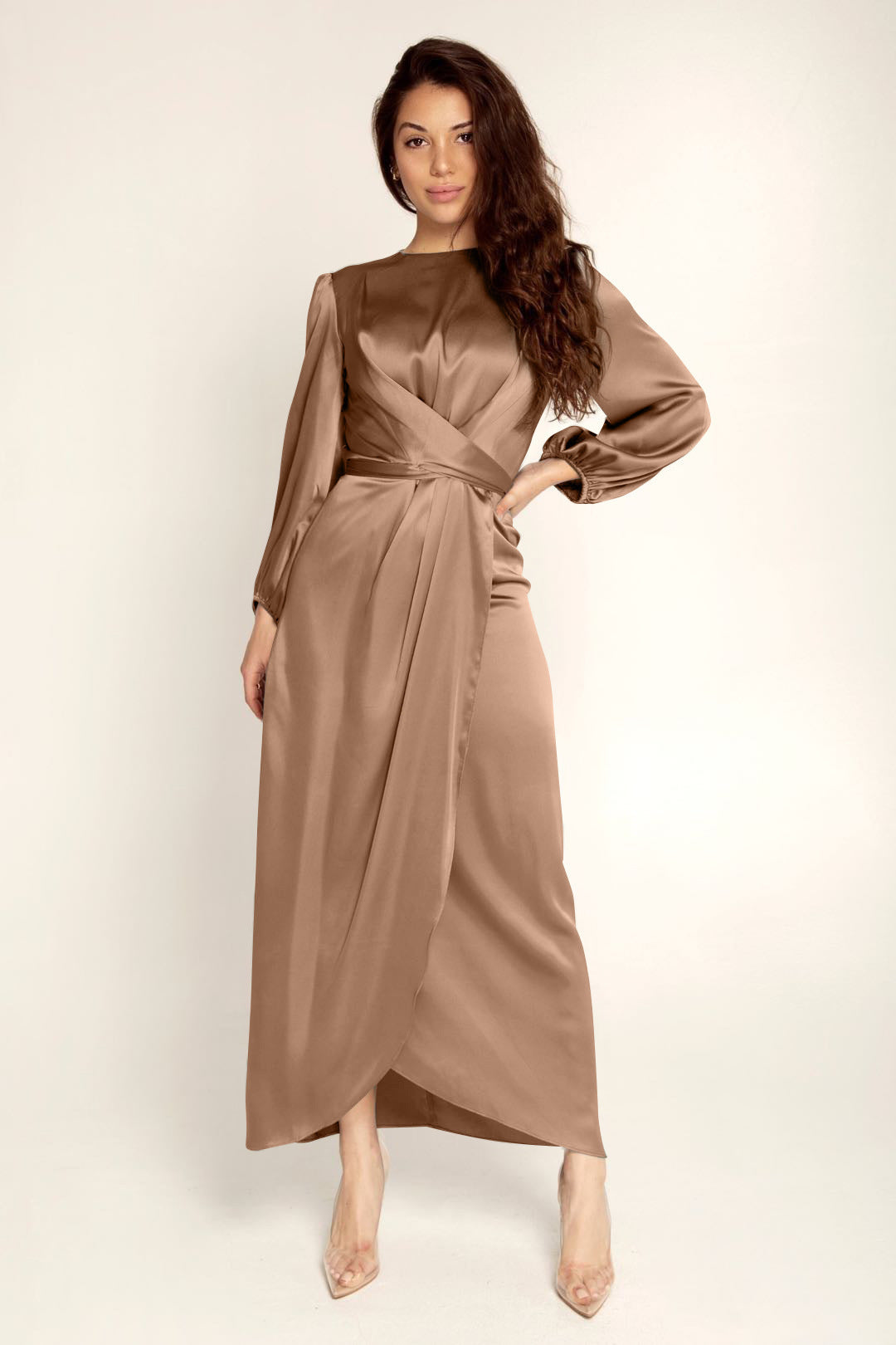 Robe tunique féminine Loriya, robe en satin de Dubaï