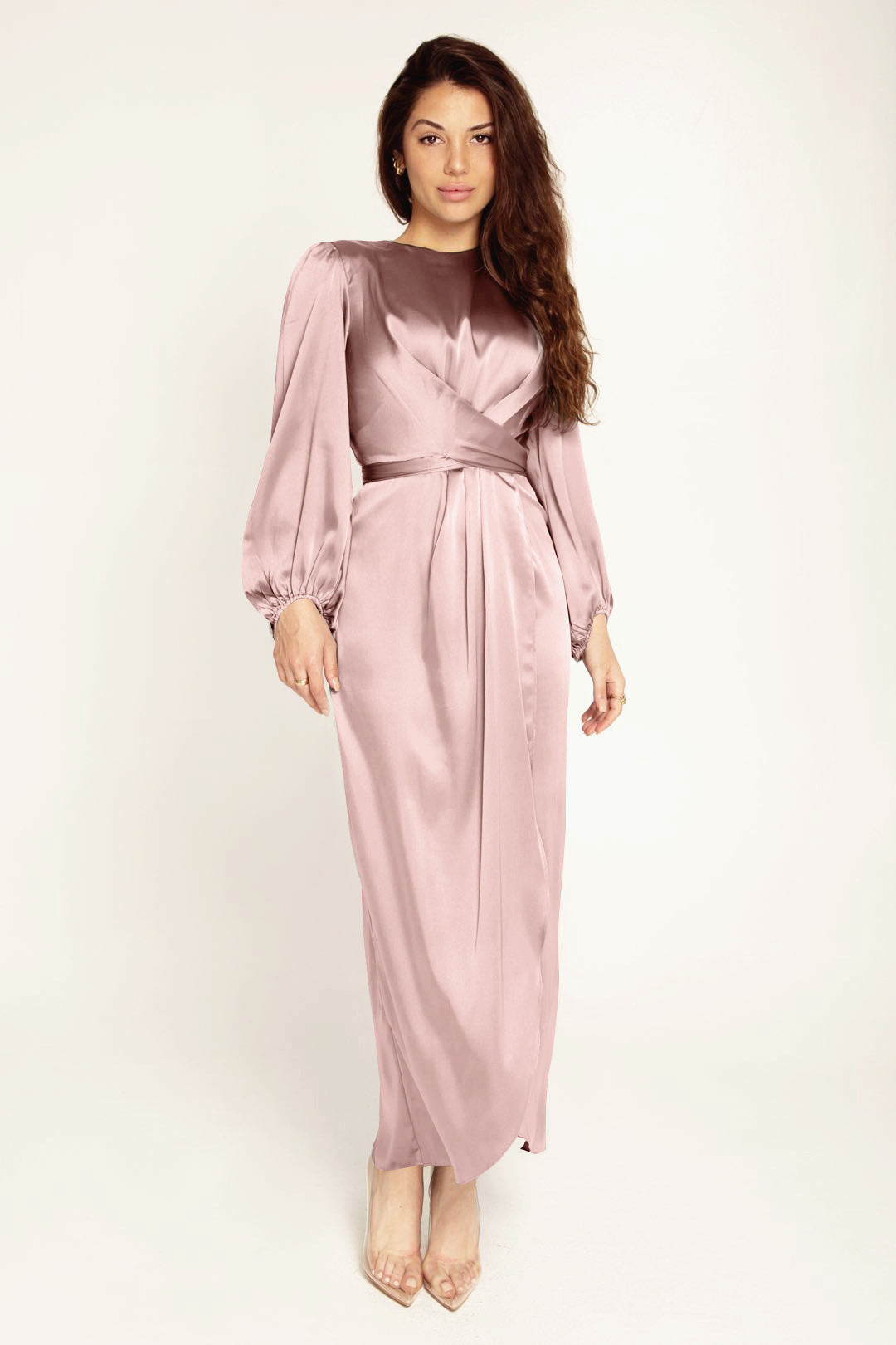Robe tunique féminine Loriya, robe en satin de Dubaï