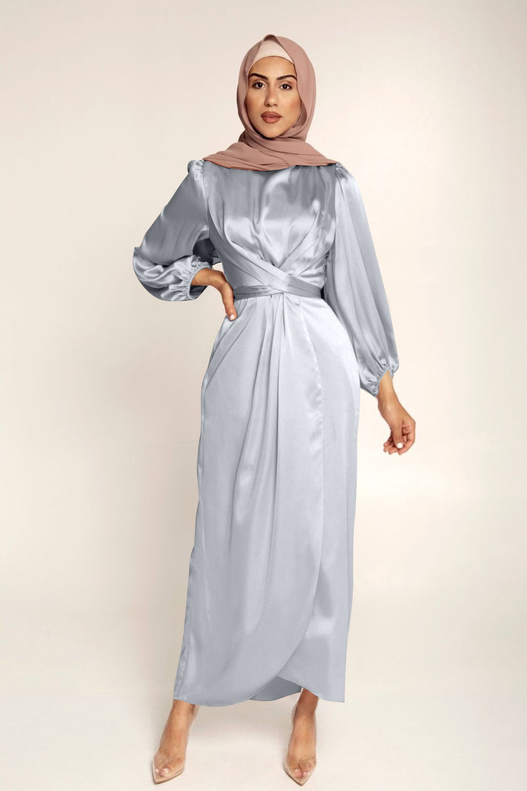 Robe tunique féminine Loriya, robe en satin de Dubaï