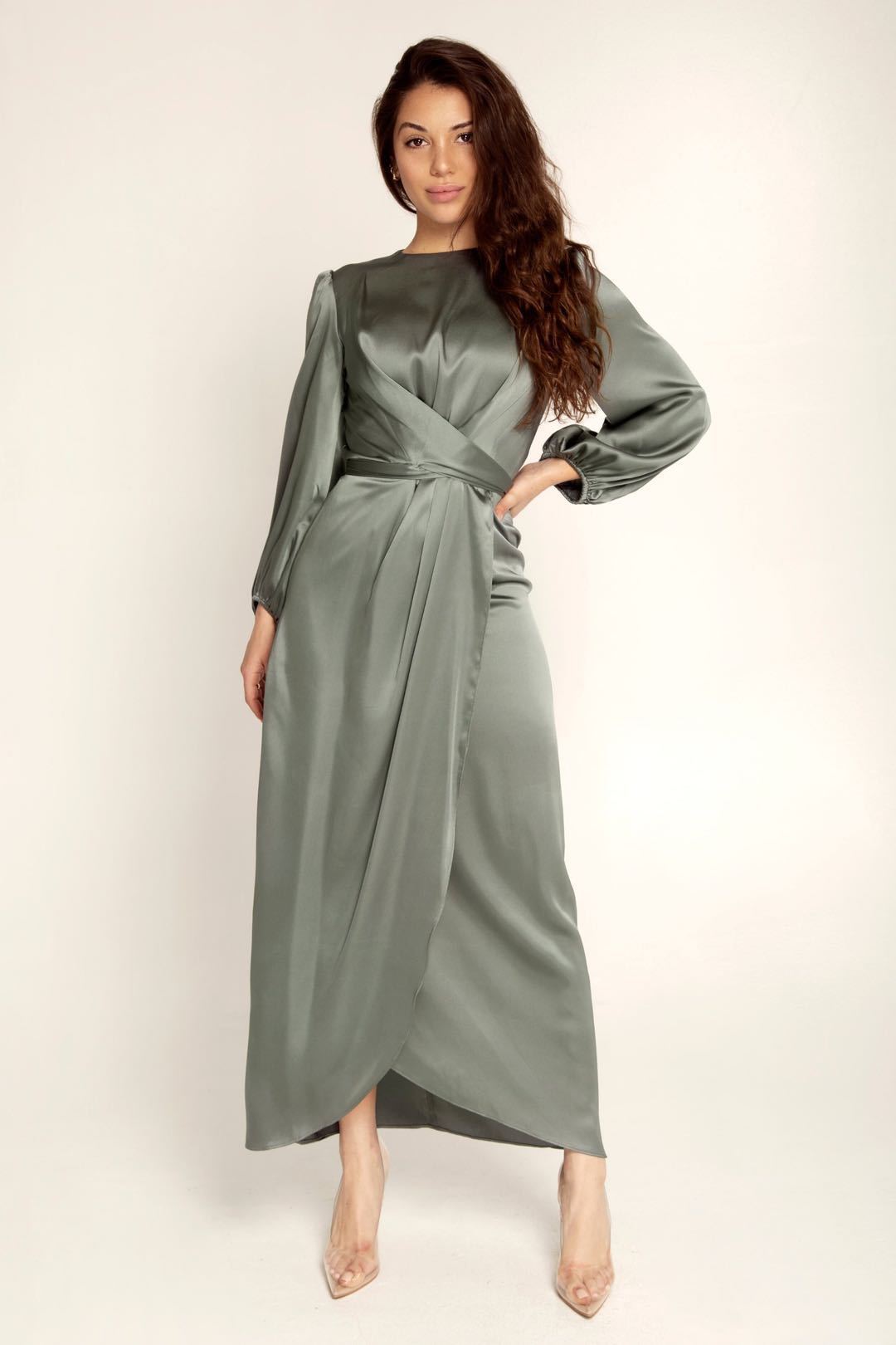 Robe tunique féminine Loriya, robe en satin de Dubaï