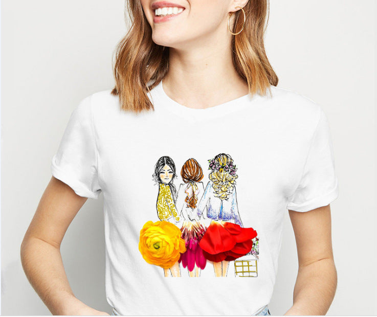 T-shirt imprimé 3D motif jupe fleurie pour fille