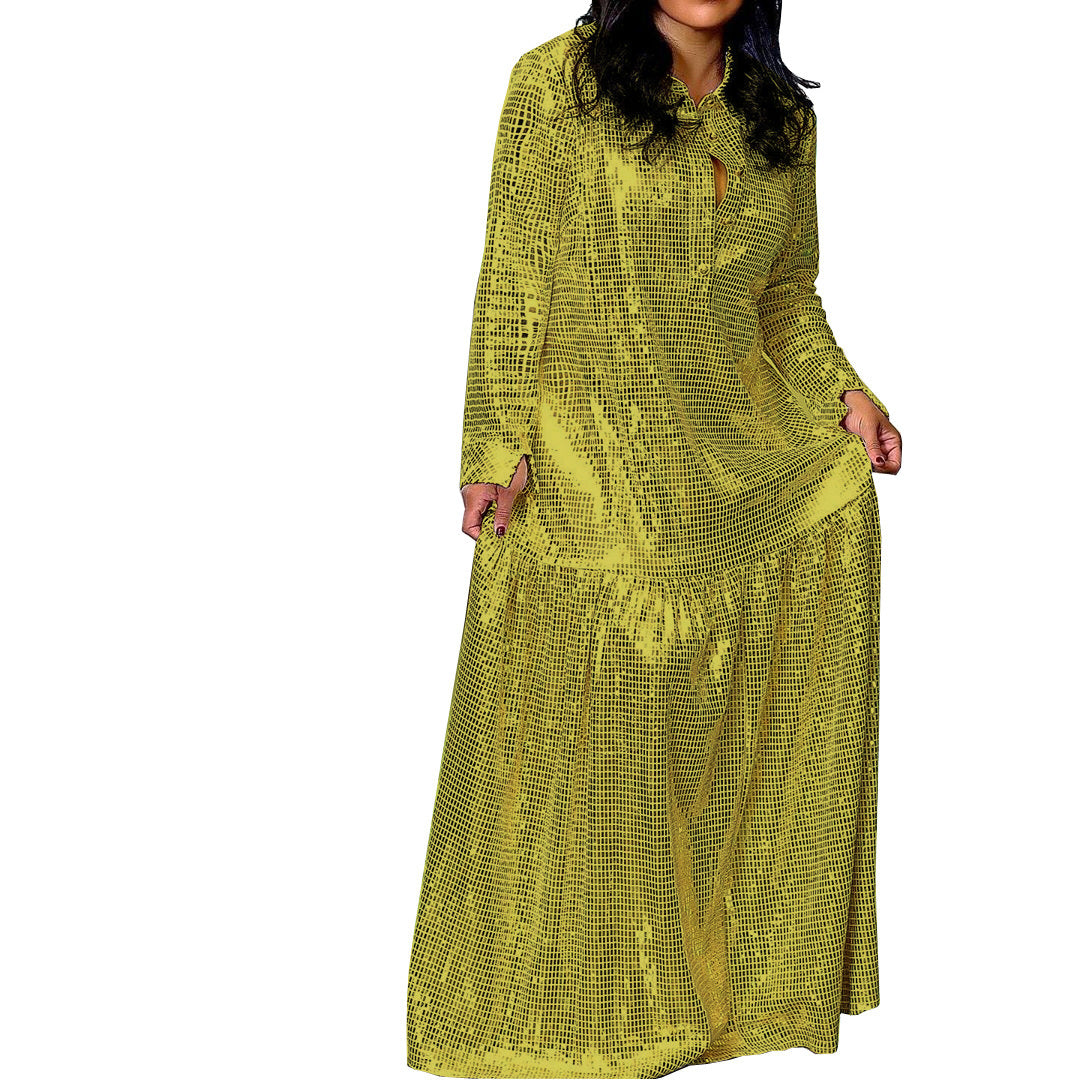Robe à coutures bronzées unilatérales avec ceinture