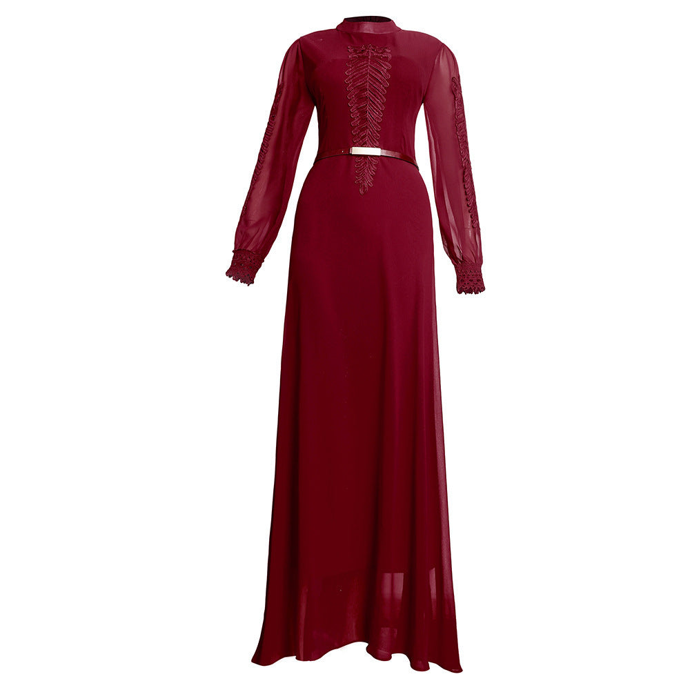 Plus Size Long Sleeve Big Hem Chiffon Dress