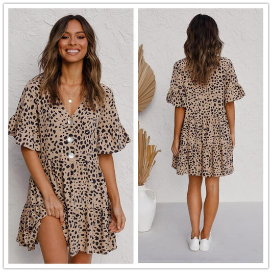 Vestido holgado con estampado de leopardo