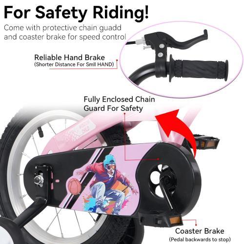 FKZNPJ 16 Inch Sporty Kids Bike With Training Wheels And Stand Adjustable Saddle Suitable For Boys And Girls Aged 4-8 Years Tall Height 41-53 Inches Available In A Variety Of Colors