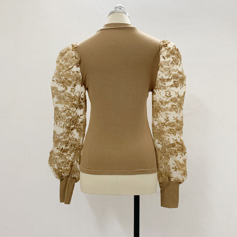 Flower embroidery long sleeve shirt