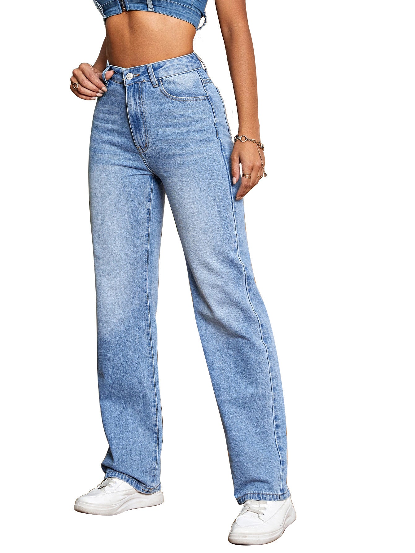 Pantalones vaqueros holgados de cintura alta informales